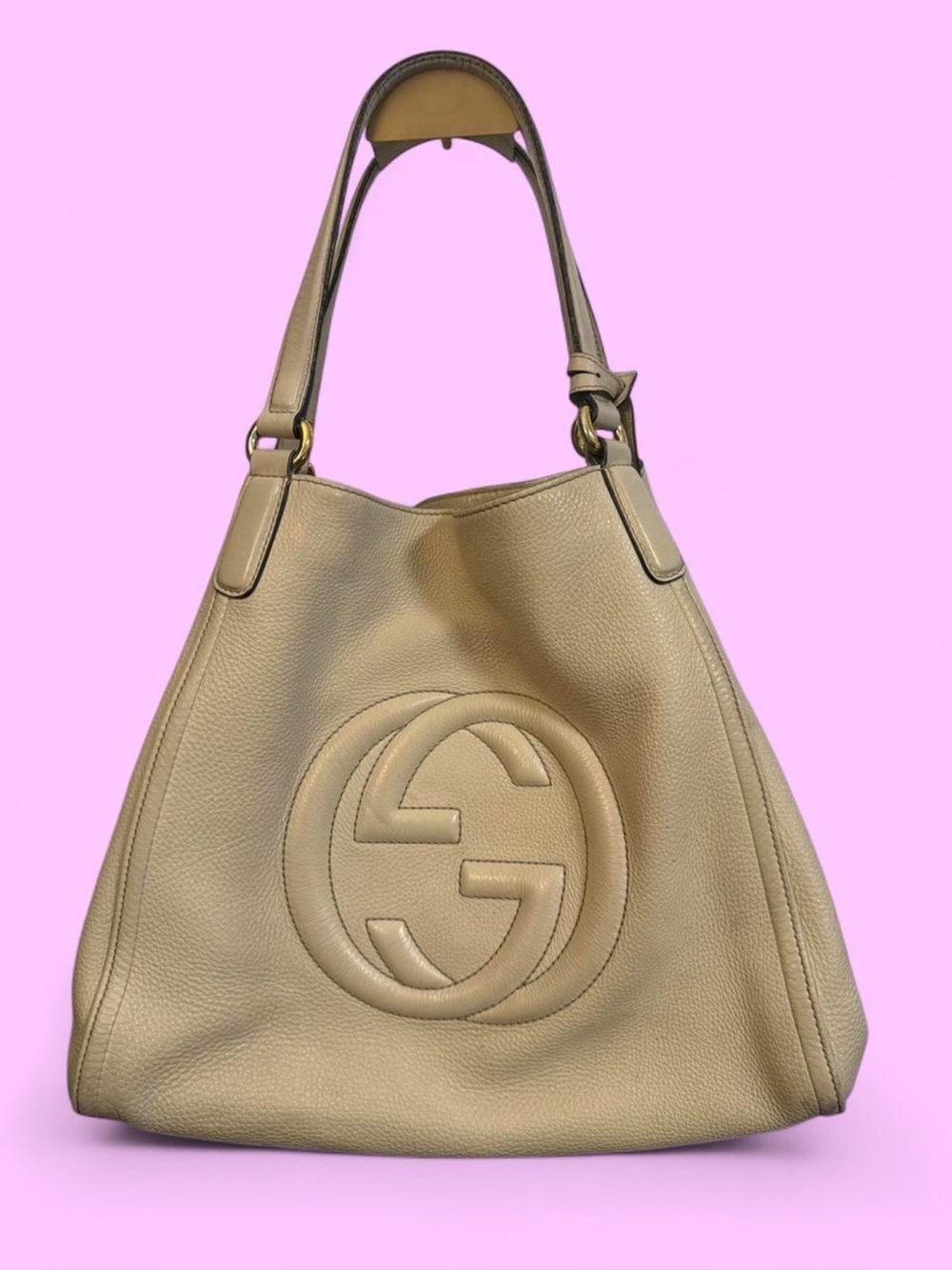 Gucci Cream Large Soho Bag with Tassel